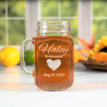 Heart | Personalized 16oz Mason Jar with Handle